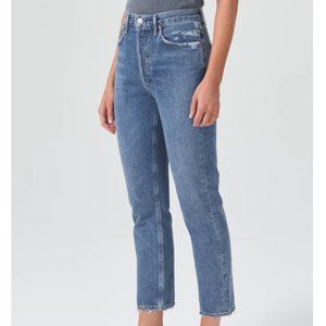 AGOLDE Riley High Rise Straight Crop Jeans in Frequency - Size 30